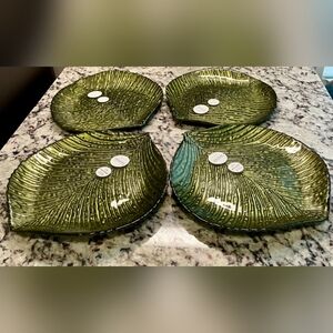 Princess house 4 Crystal Leaf Luncheon Plates